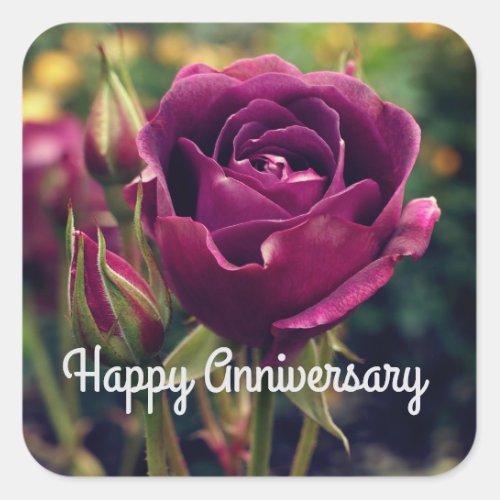 Happy Anniversary Burgundy Iceberg Rose 1 Sticker