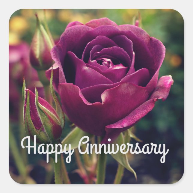Happy Anniversary Burgundy Iceberg Rose #1 Sticker (Front)