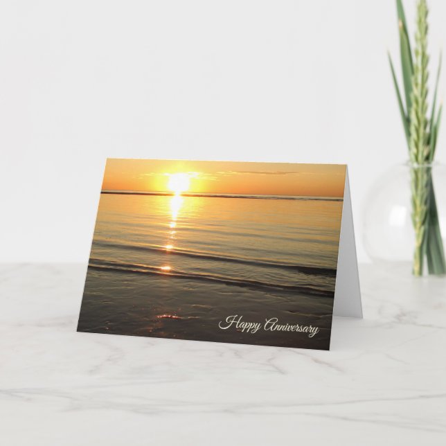 Happy Anniversary Cape Cod Sunset Ocean Beach Card (Front)