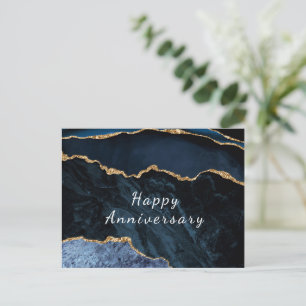 Happy Anniversary Card Agate Navy Blue Gold