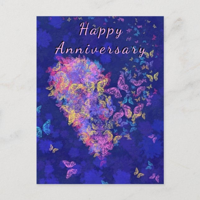 Happy Anniversary Card Butterfly Heart - Love (Front)