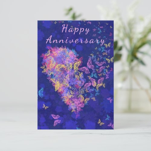 Happy Anniversary Card Butterfly Heart Romantic