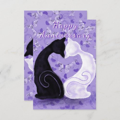 Happy Anniversary Card Cat Couple _ Romantic Love