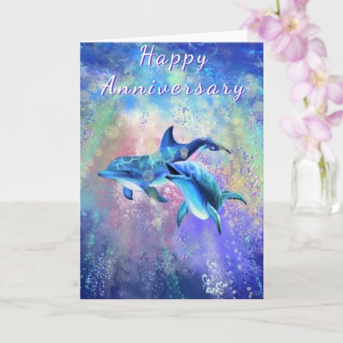 Happy Anniversary Card Dolphin Couple Love Family