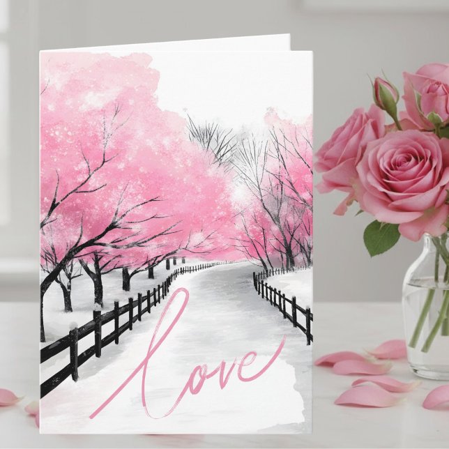 Happy Anniversary Card-Elegant Pink Love Script  Card (Creator Uploaded)