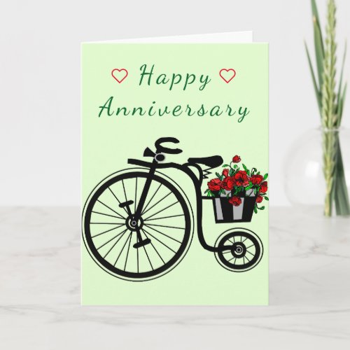 Happy Anniversary Card Flowers Bike _ Romantic