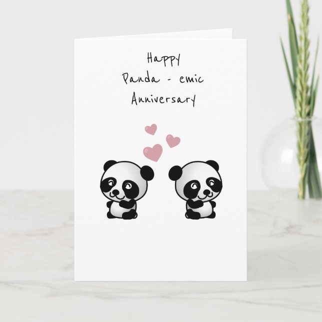 Happy anniversary card funny pun Pandemic love you (Front)