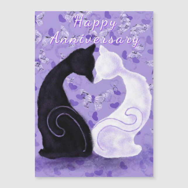 Happy Anniversary Card - Love - Cat Couple (Front)
