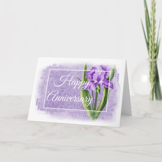 Happy Anniversary Card - Purple Iris d2 (Front)