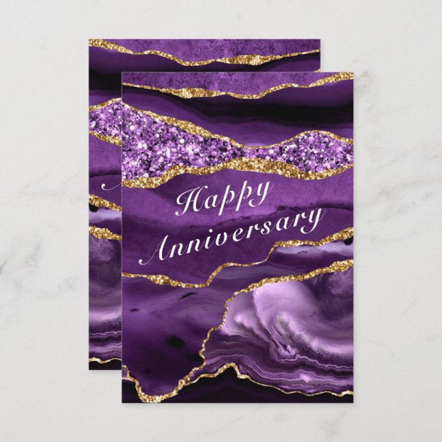 Happy Anniversary Card Purple Violet Agate God (Front/Back)