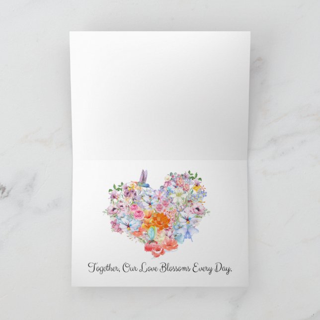 Happy Anniversary Card – Romantic Floral Heart (Inside)