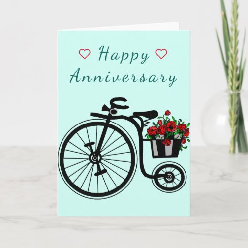 Happy Anniversary Card Romantic Flowers Bike