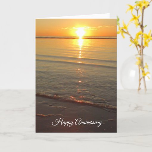 Happy Anniversary Card with Beautiful Ocean Sunset | Zazzle