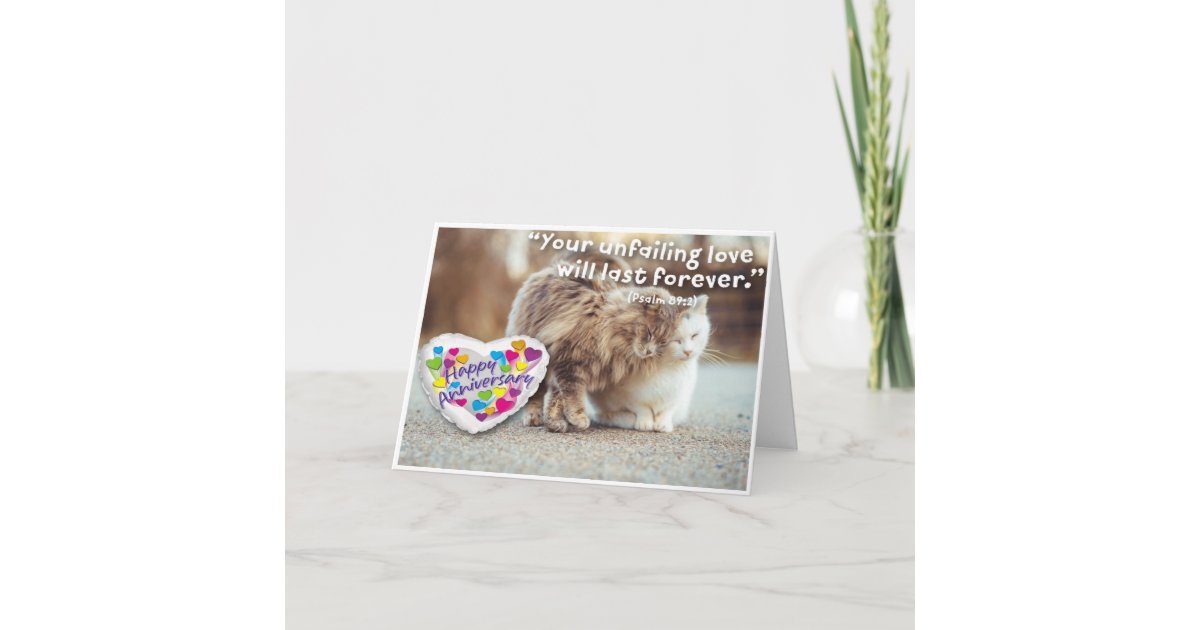 Happy Anniversary Cats Christian Card Zazzle Com