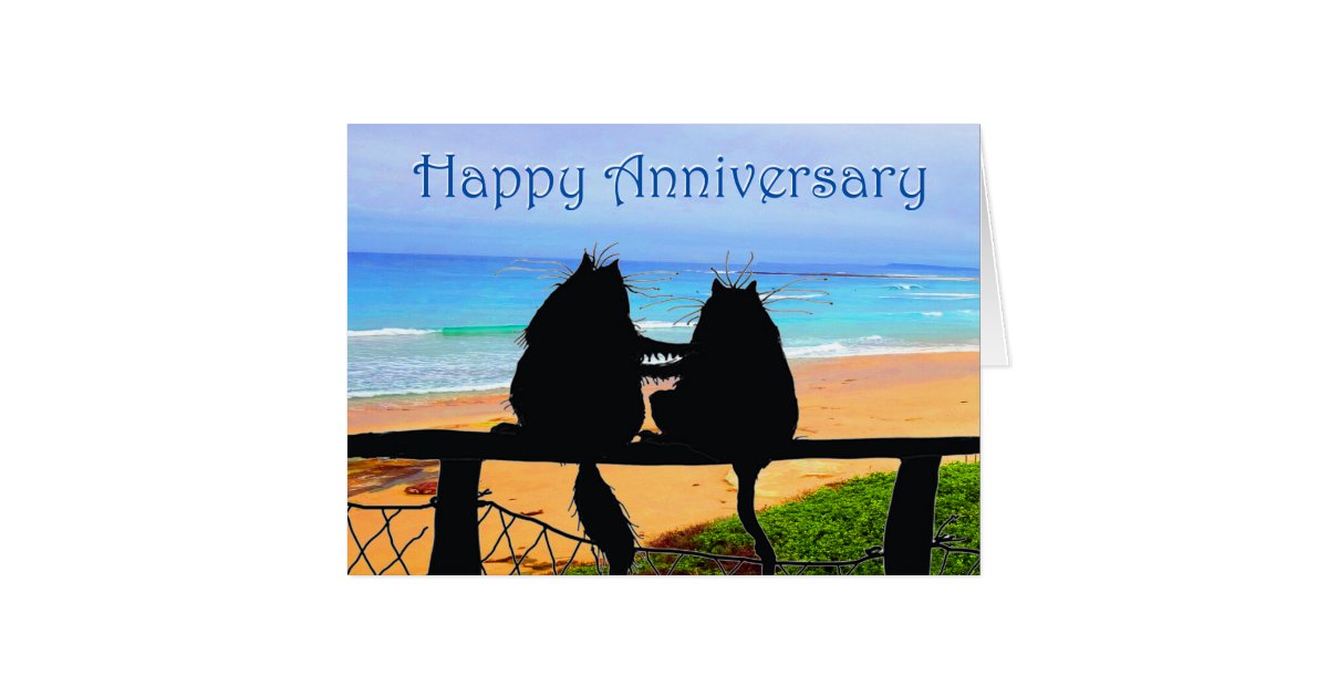 happy_anniversary_cats_silhouette_beach_