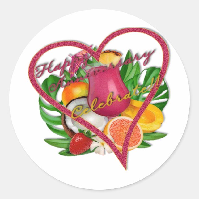 Happy Anniversary Celebrate t Classic Round Sticker (Front)