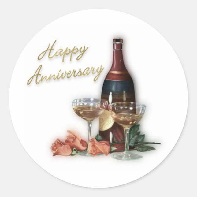 Happy Anniversary Celebration Classic Round Sticker (Front)