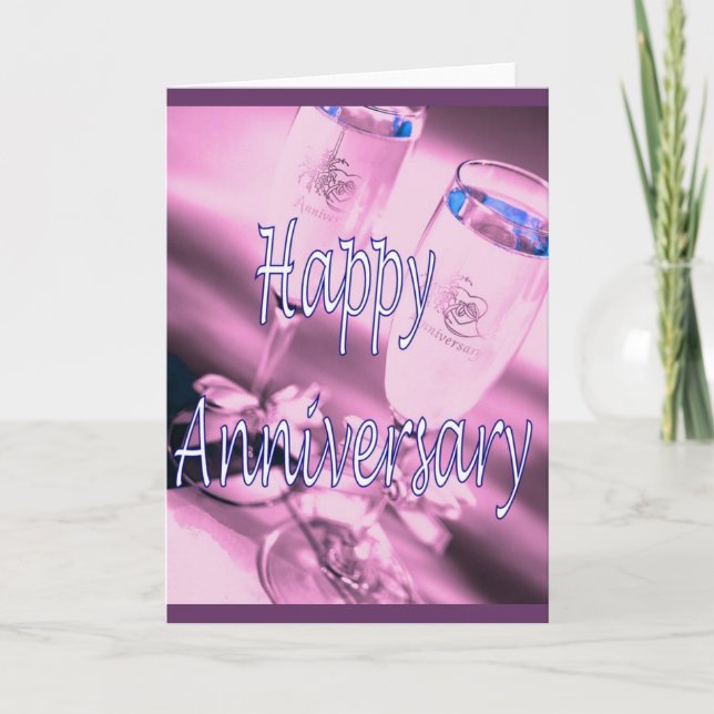 Happy anniversary champagne celebration card (Front)