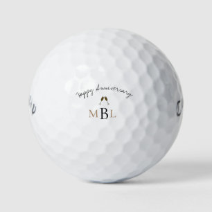 Happy Anniversary Champagne Monogram Callaway Golf Balls