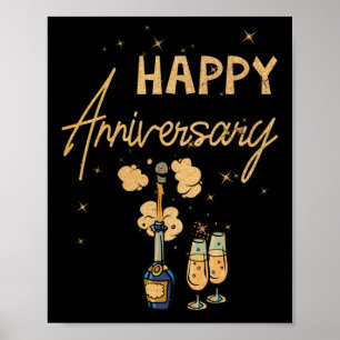Happy Anniversary Cheers Wine Bottle Poster