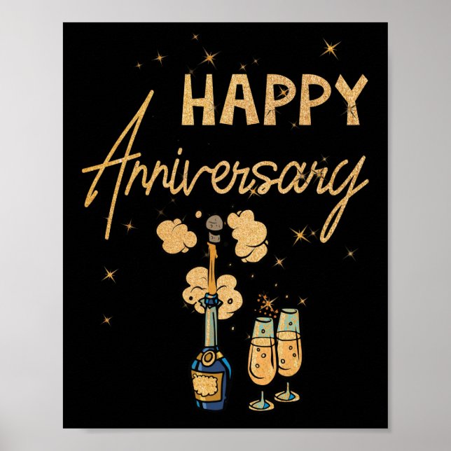 Happy Anniversary Cheers Wine Bottle Poster (Front)