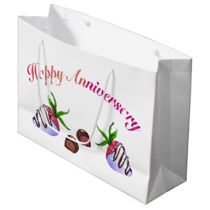 Happy Anniversary Chocolate Covered Strawberries Large Gift Bag