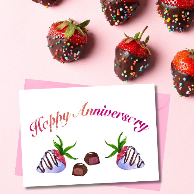 Happy Anniversary Chocolate Strawberries Card (Creator Uploaded)
