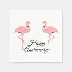 Happy Anniversary Classic Pink Flamingos Napkins