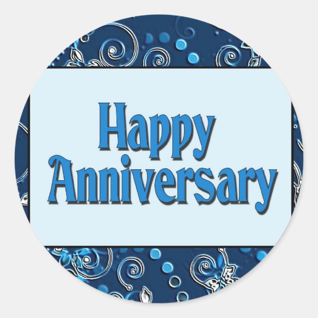 Happy Anniversary Classic Round Sticker (Front)