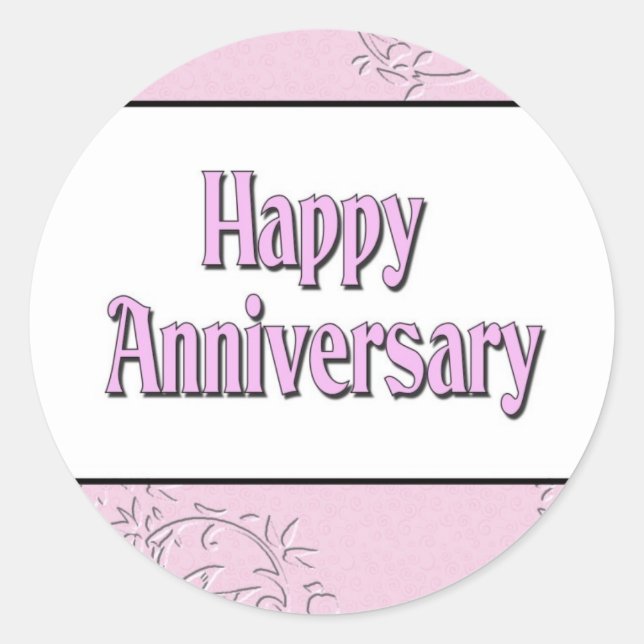 Happy Anniversary Classic Round Sticker (Front)