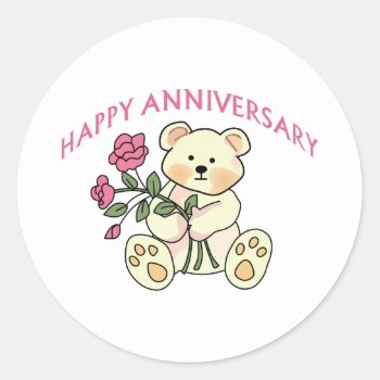 Happy Anniversary Classic Round Sticker by greatnotions at Zazzle