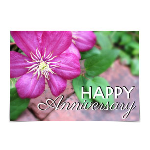 "Happy Anniversary" Clematis on Path Card