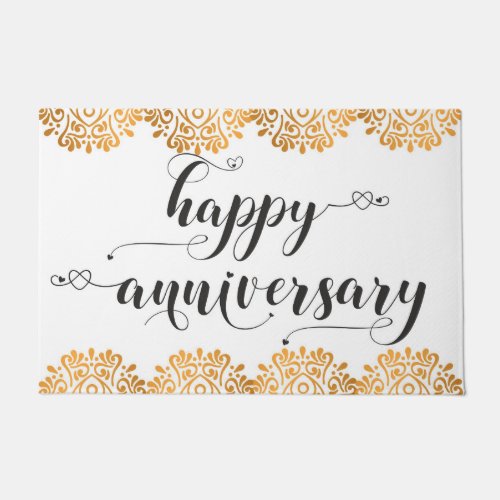 Happy Anniversary congratulations Wishes Gold Love Doormat