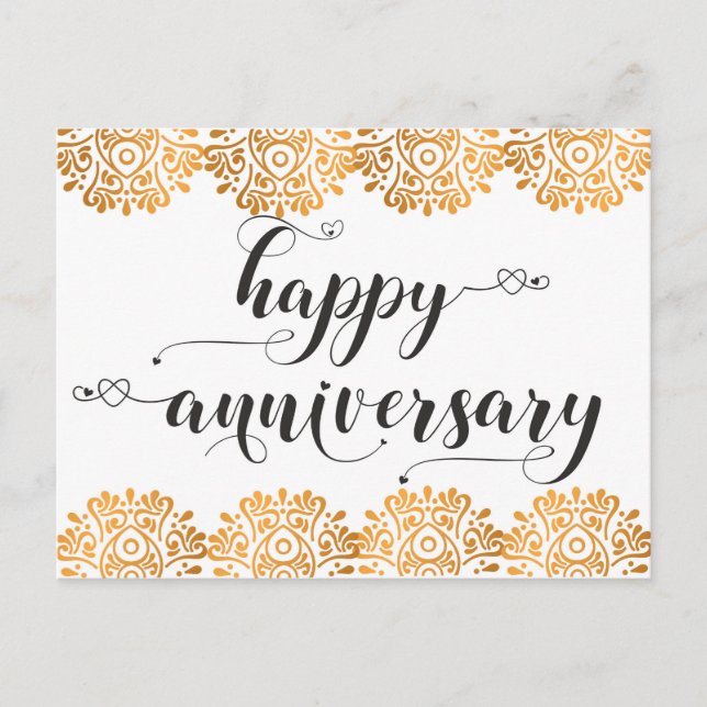 Happy Anniversary congratulations Wishes Gold Love Postcard (Front)