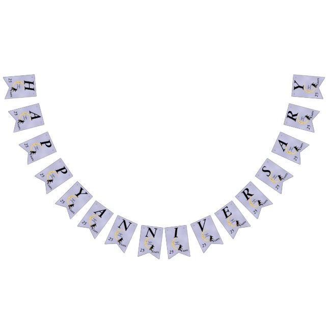 Happy Anniversary Couple on Crescent Moon Stars  Bunting Flags (All)