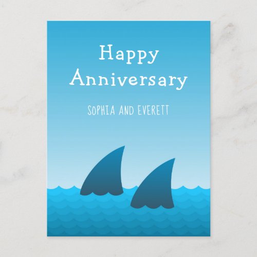 Happy Anniversary Couple Shark Funny Humorous Card