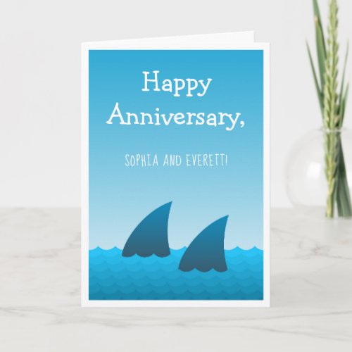 Happy Anniversary Couple Shark Greeting Card