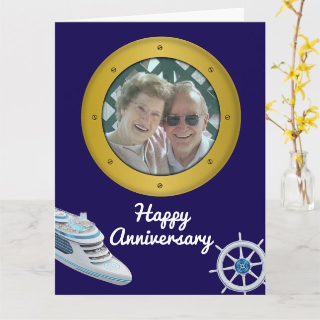 Happy Anniversary Cruise Ship Romantic Nautical Card (Yellow Flower)