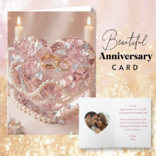 Happy Anniversary Crystalline Heart Cake & Poem Card