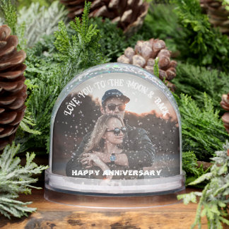 Happy Anniversary Custom Photo and Text Snow Globe