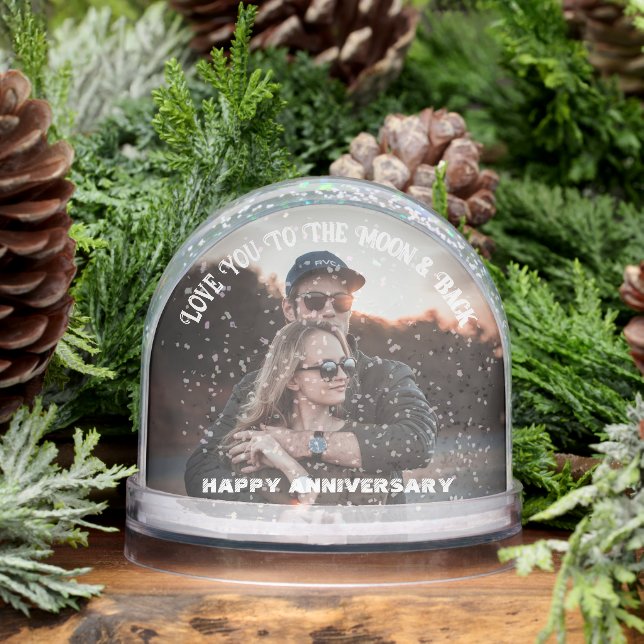 Happy Anniversary Custom Photo and Text  Snow Globe (Winter)