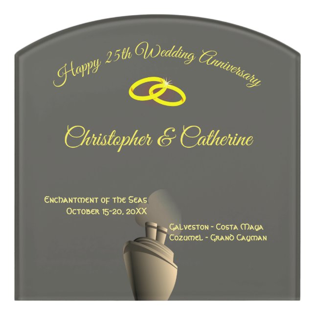 Happy Anniversary Custom Stateroom Door Marker Sign (Contour Front)