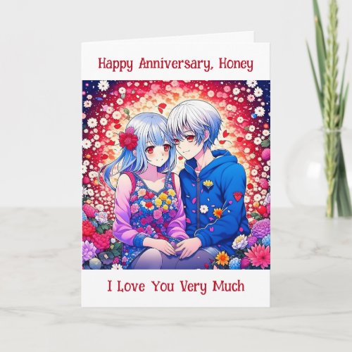 Happy Anniversary  Cute Anime Couple Card