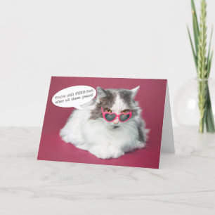 Happy Anniversary Cute Cat Heart Glasses Holiday Card