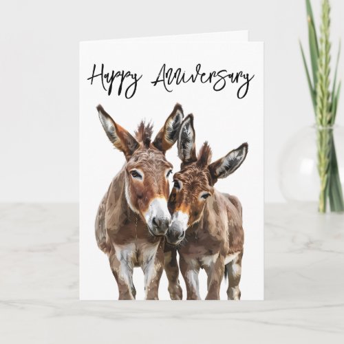 Happy Anniversary Cute Donkeys Love Card