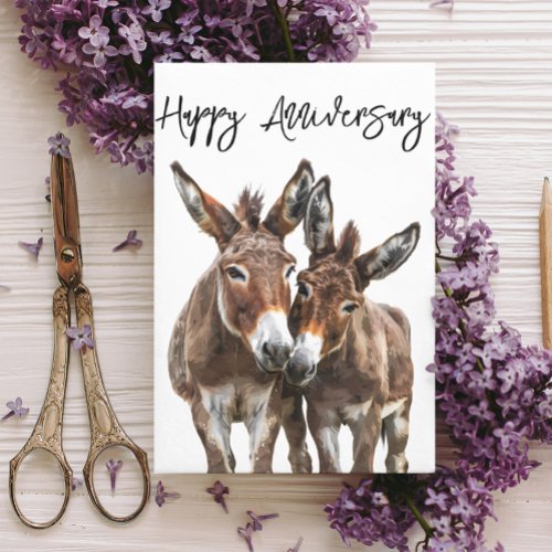 Happy Anniversary Cute Donkeys Love Card