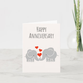 Happy Anniversary- Cute Elephant Couple Card