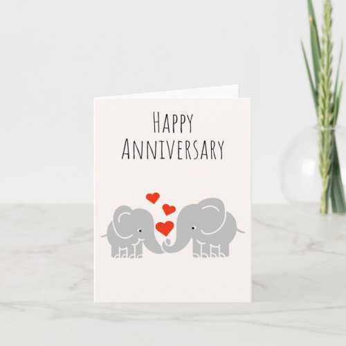 Happy Anniversary_ Cute Elephant Couple Card