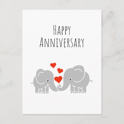 Happy Anniversary_ Cute Elephant Couple Postcard