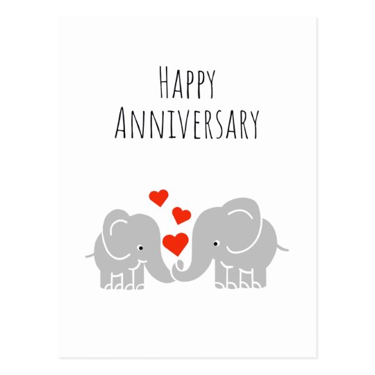 Happy Anniversary- Cute Elephant Couple Postcard | Zazzle.com